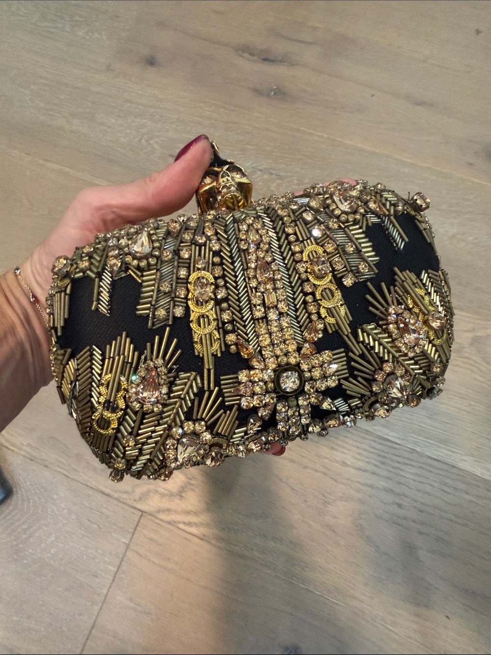 Alexander McQueen embellished Evening Clutch with Gold Skull Accent - Picture 8 of 11